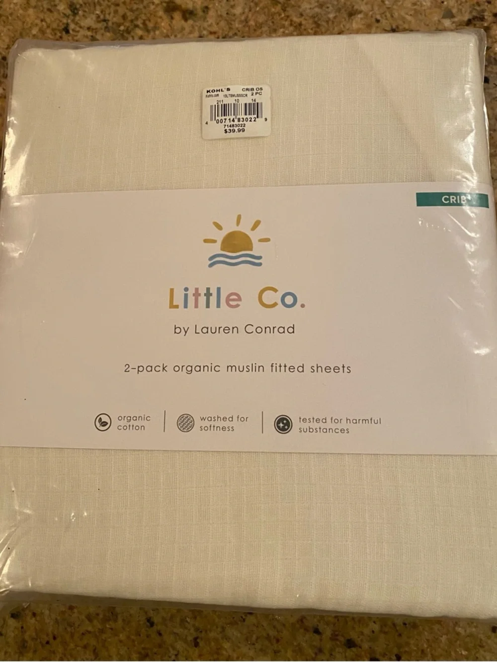 Little Co. by Lauren Conrad Organic Muslin Fitted Crib Sheet - White (2-Pack)